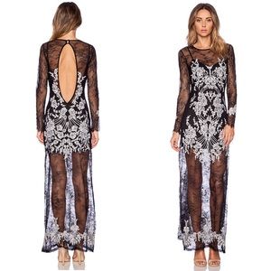 For Love and Lemons Lacey Long Black Dress